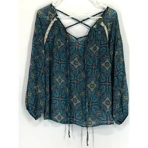 Sun & Shadow Paisley Boho Printed Blouse Women’s Size XS